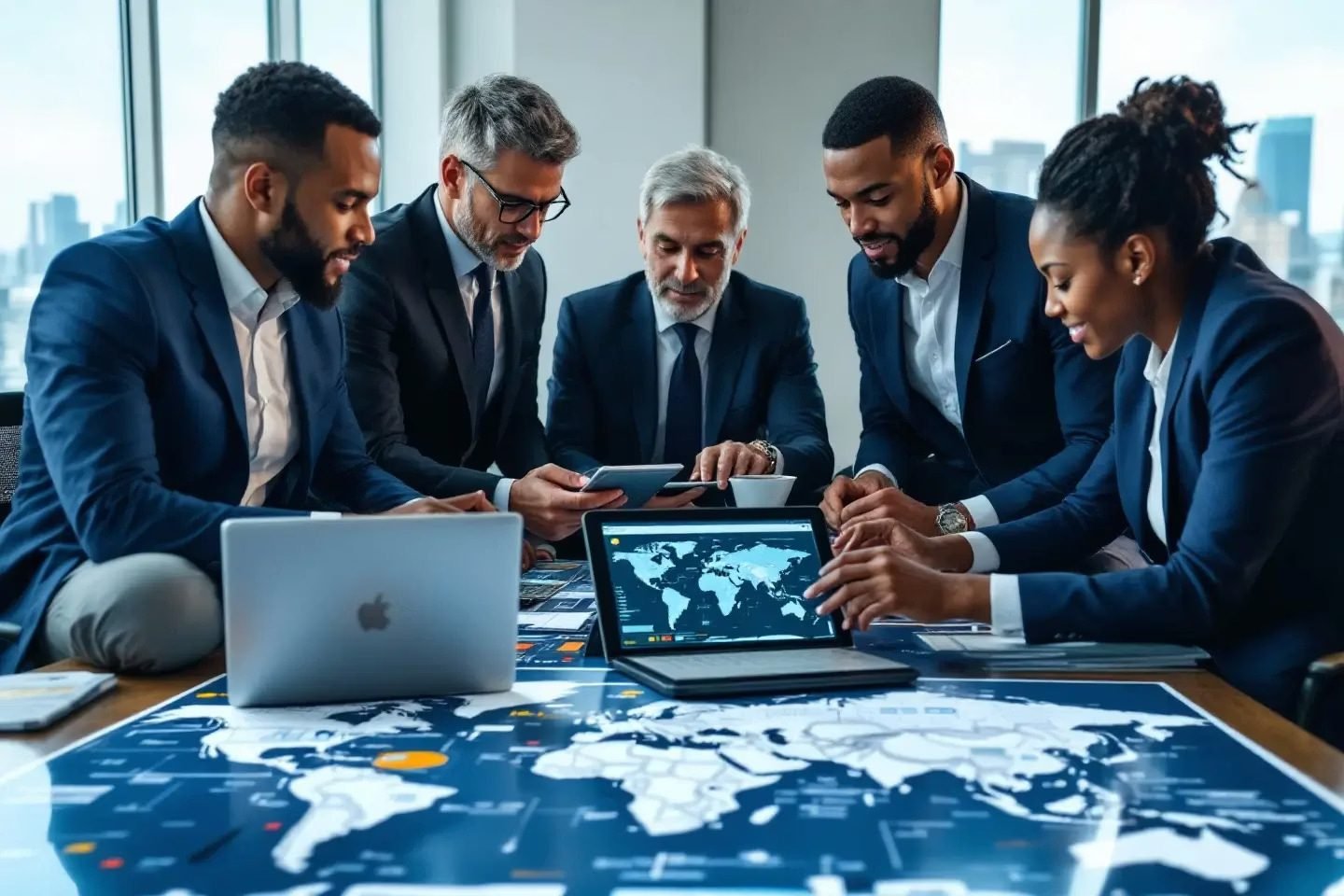 Advisory team at a digital conference table