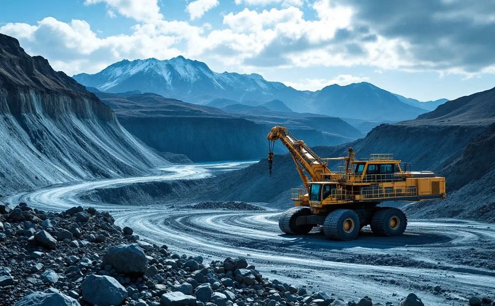 Mining operation in mountainous terrain